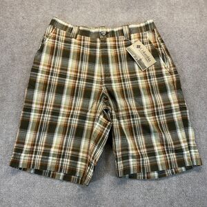 Columbia Seven Hills Plaid Shorts Men's 30 Brown Earthtones 100% Cotton 10" NEW